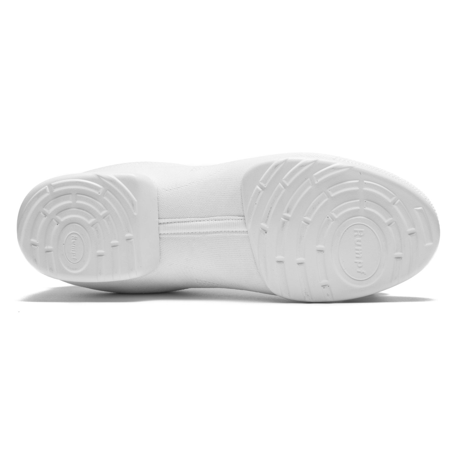 Unteransicht des 1567 Zuma Tanzsneakers von Rumpf in Weiss mit strukturierter Gummisohle mit kreisförmigem Profilmuster.